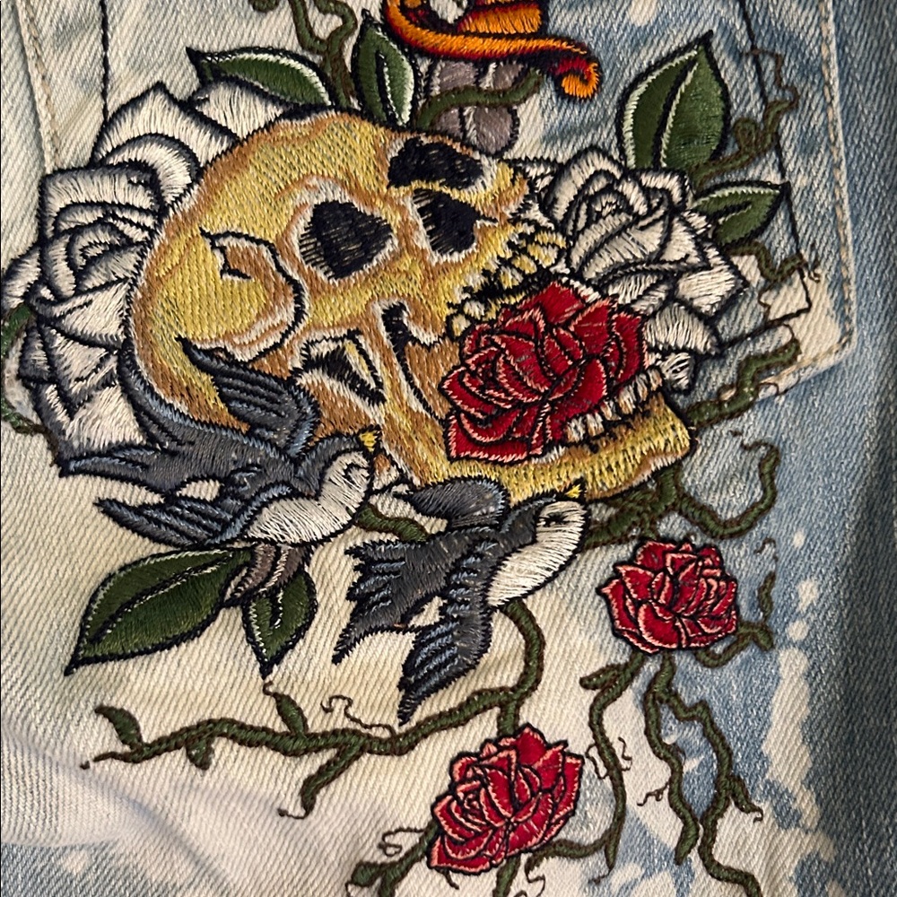 dELiA*s Light Blue Flare Jeans with Floral Embroidery - Picture 2 of 5